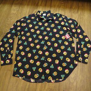 North Pole JCPenney Mens Christmas Shirt with Emojis 3XLT New with tags